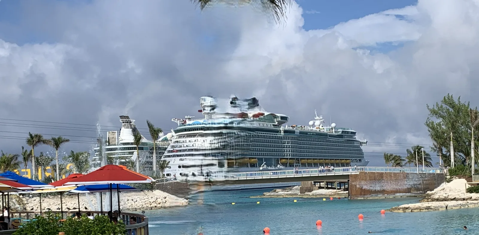 Royal Caribbean ship at dock in coco cay private island in the bahamas